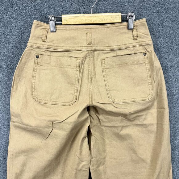 Flamingo Pants Womens Medium Tan Khaki Wide Leg Crop Mid Rise - Picture 13 of 16